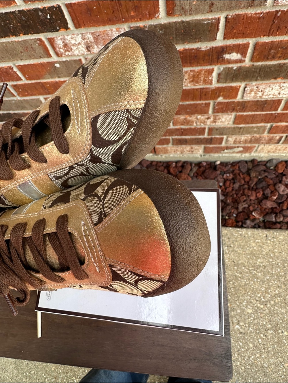 Coach Mable Signature C Gold Metallic Sneakers Size 10M w/ Box - Picture 12 of 16